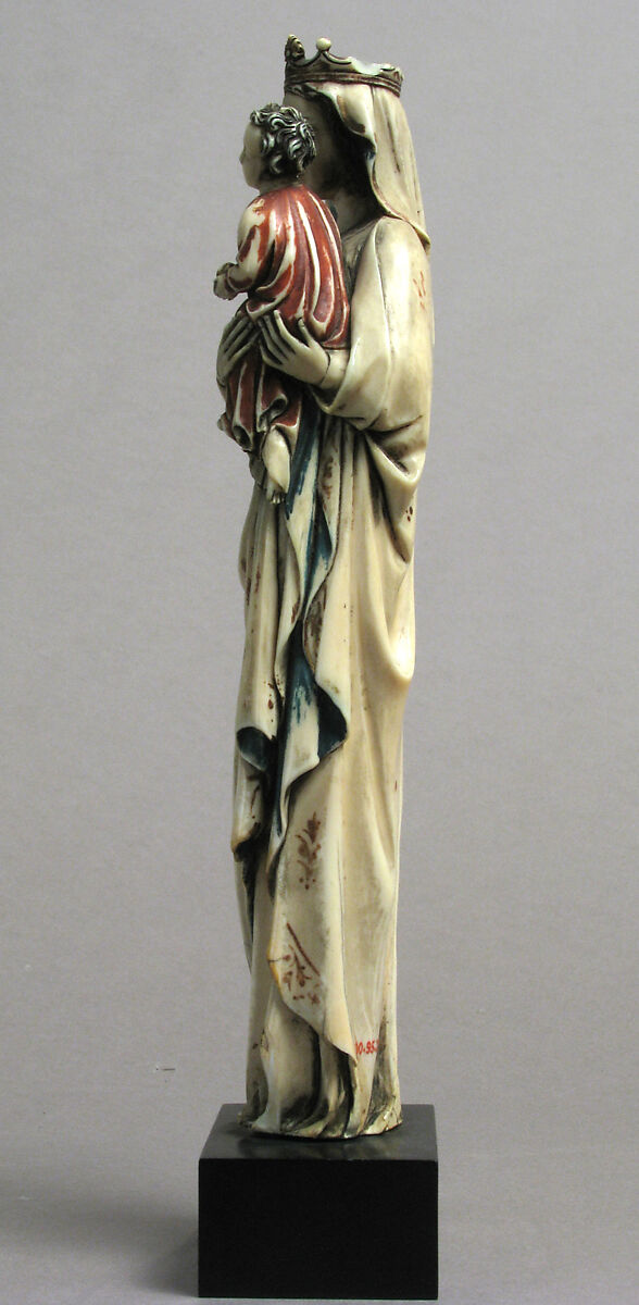 Virgin and Child, Elephant ivory with paint and gilding, European (Medieval style)