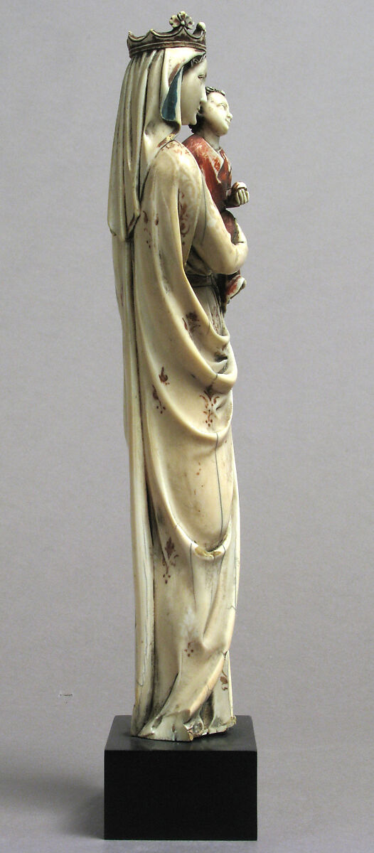 Virgin and Child, Elephant ivory with paint and gilding, European (Medieval style)