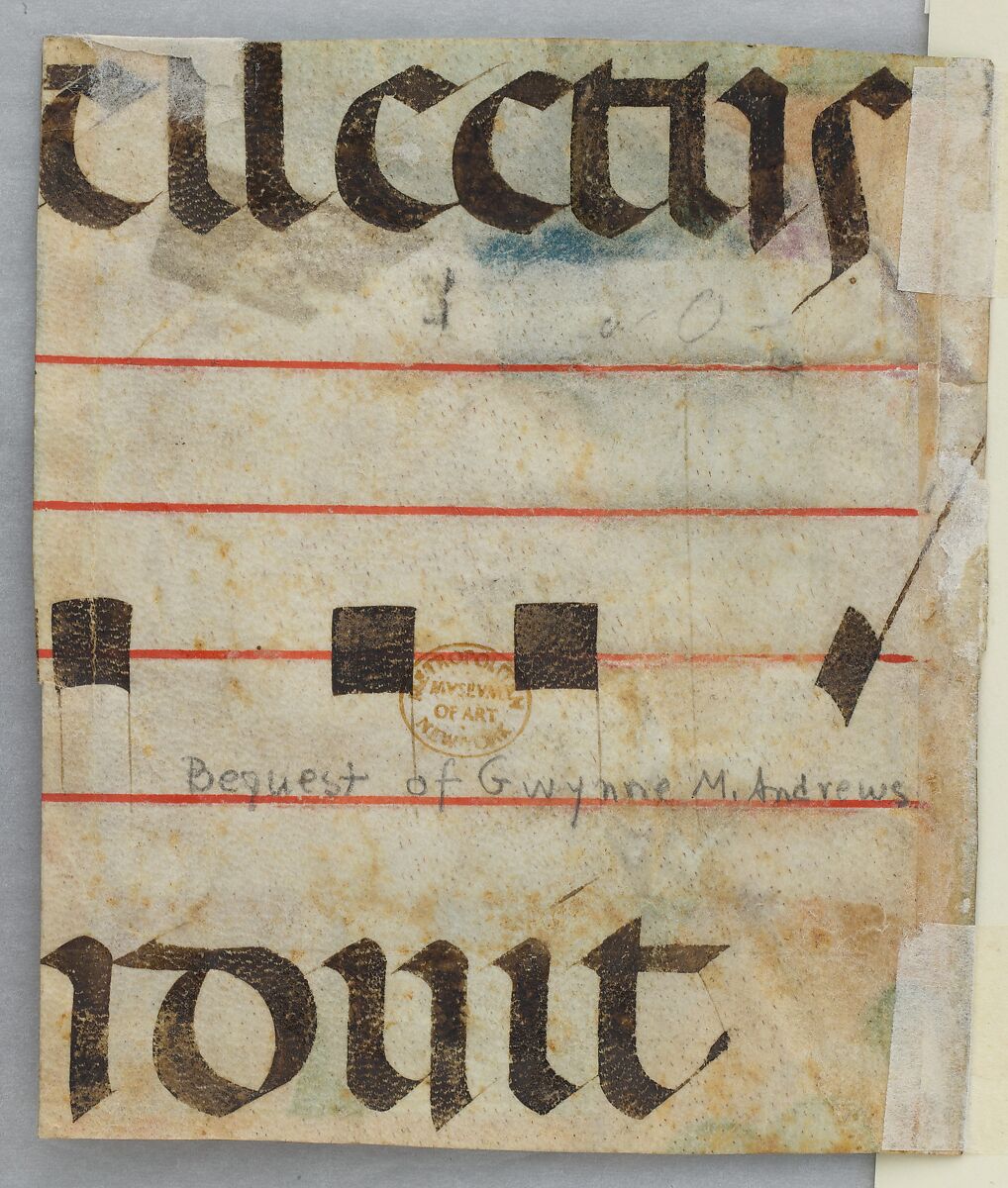 Manuscript Illumination with Saint Dominic Saving the Church of Saint John Lateran in an Initial A, from a Gradual, Tempera, ink, and gold on parchment, Italian