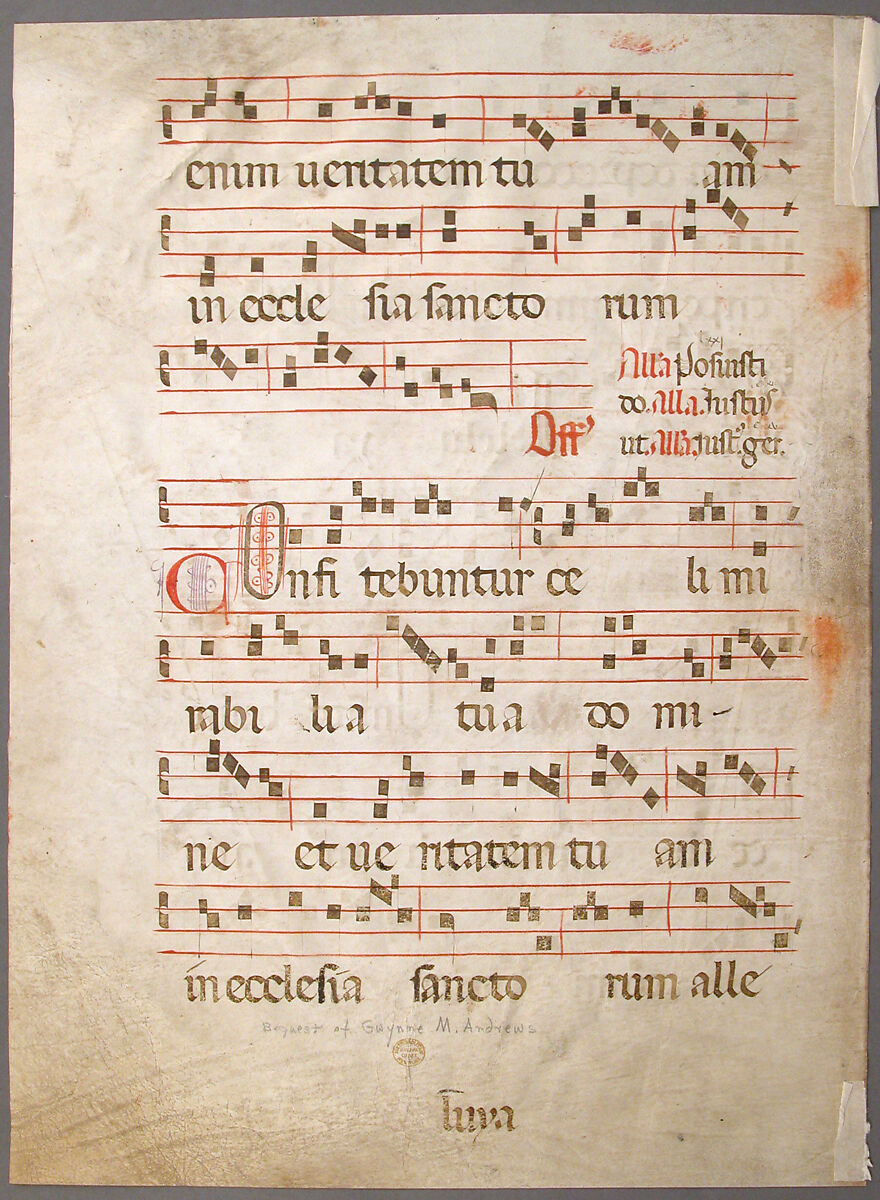 Manuscript Leaf, from a Gradual, Tempera, ink, and gold on parchment, Italian