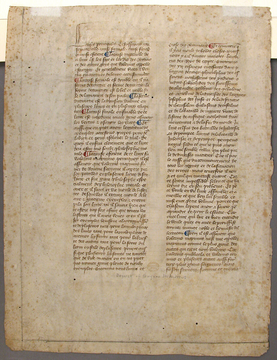 Leaf from a Manuscript of Valerius Maximus, Workshop of Pierre Remiet (French, documented 1368–1396), Tempera, ink, and gold on parchment, French