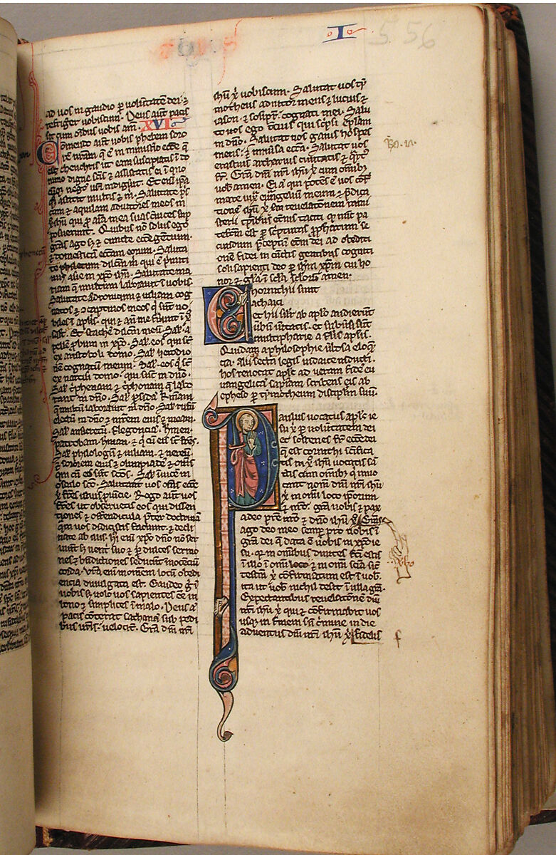 Bible, Tempera, ink, and metal leaf on parchment; leather binding, French