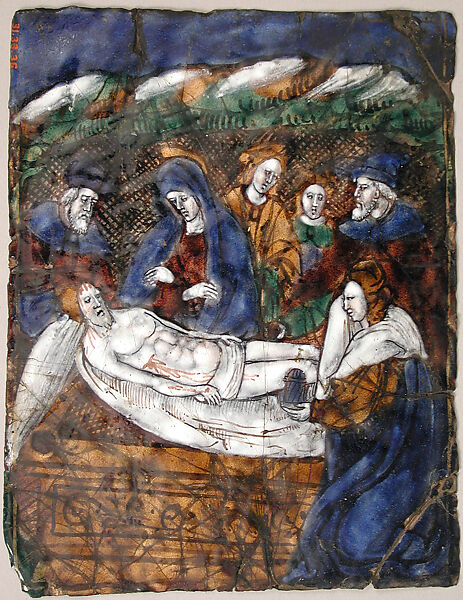 Plaque with the Entombment, Painted enamel, copper, French 