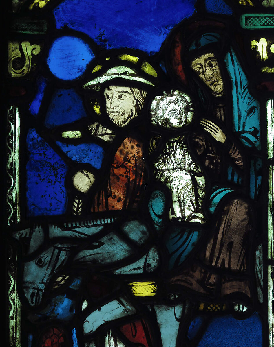 The Flight Into Egypt, Pot metal and colorless glass, vitreous paint, and silver stain, lead, French