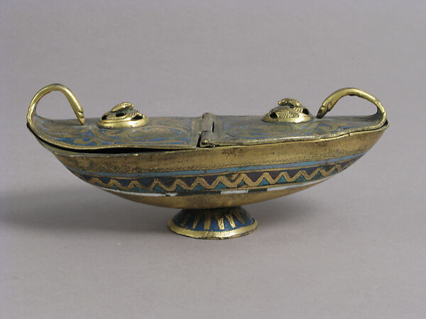 Incense Boat, Champlevé enamel, copper-gilt, French