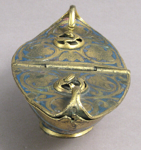 Incense Boat, Champlevé enamel, copper-gilt, French