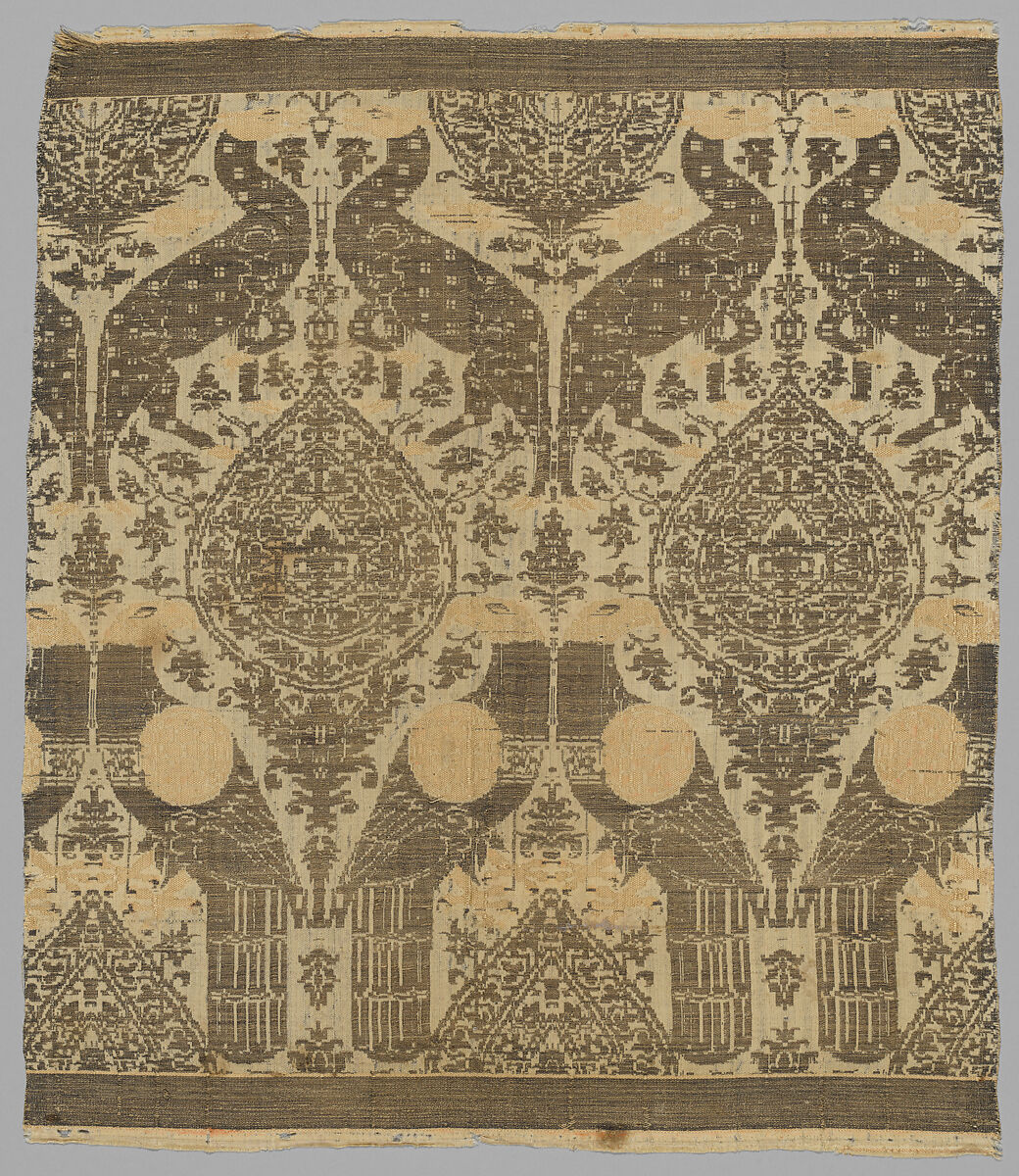 Textile with Animals, Silk, gold thread, Italian 