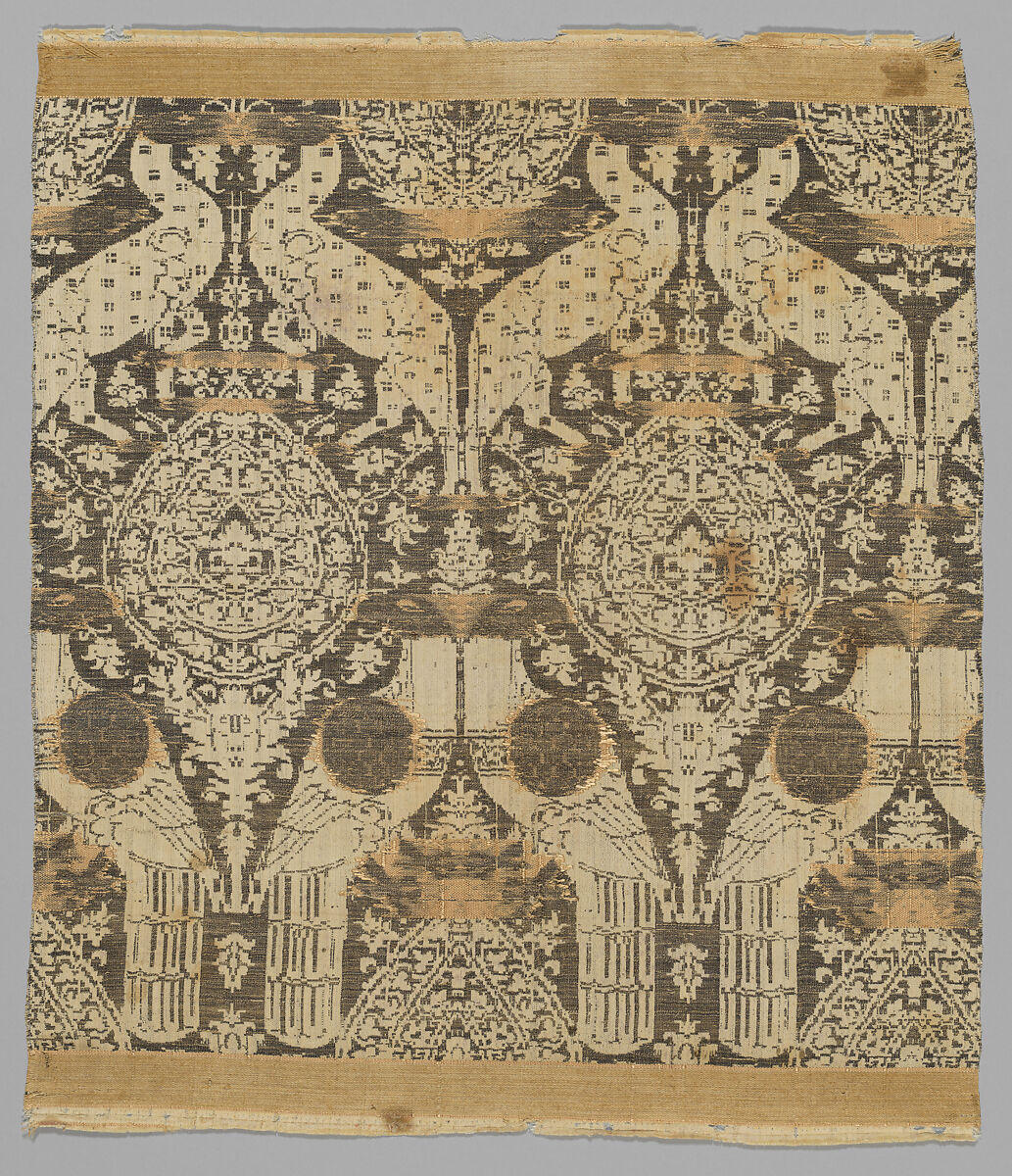 Textile with Animals, Silk, gold thread, Italian