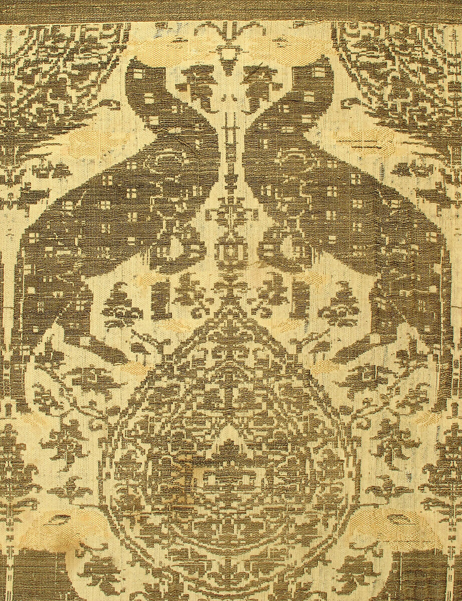 Textile with Animals, Silk, gold thread, Italian