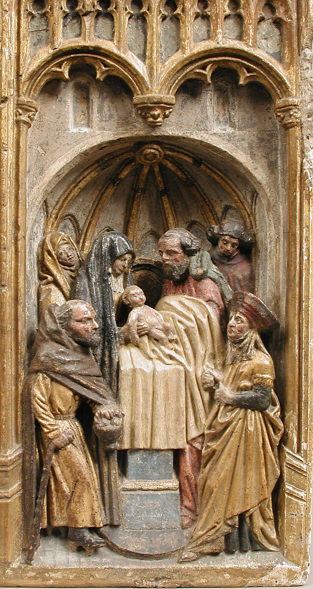 Altarpiece with Scenes of the Infancy of Christ, Limestone, polychromed, gilding, North French or South Netherlandish