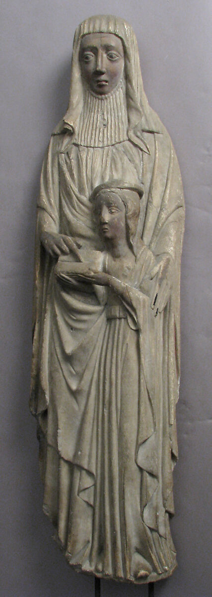 Education of the Virgin by Saint Anne, Alabaster, paint, Spanish 