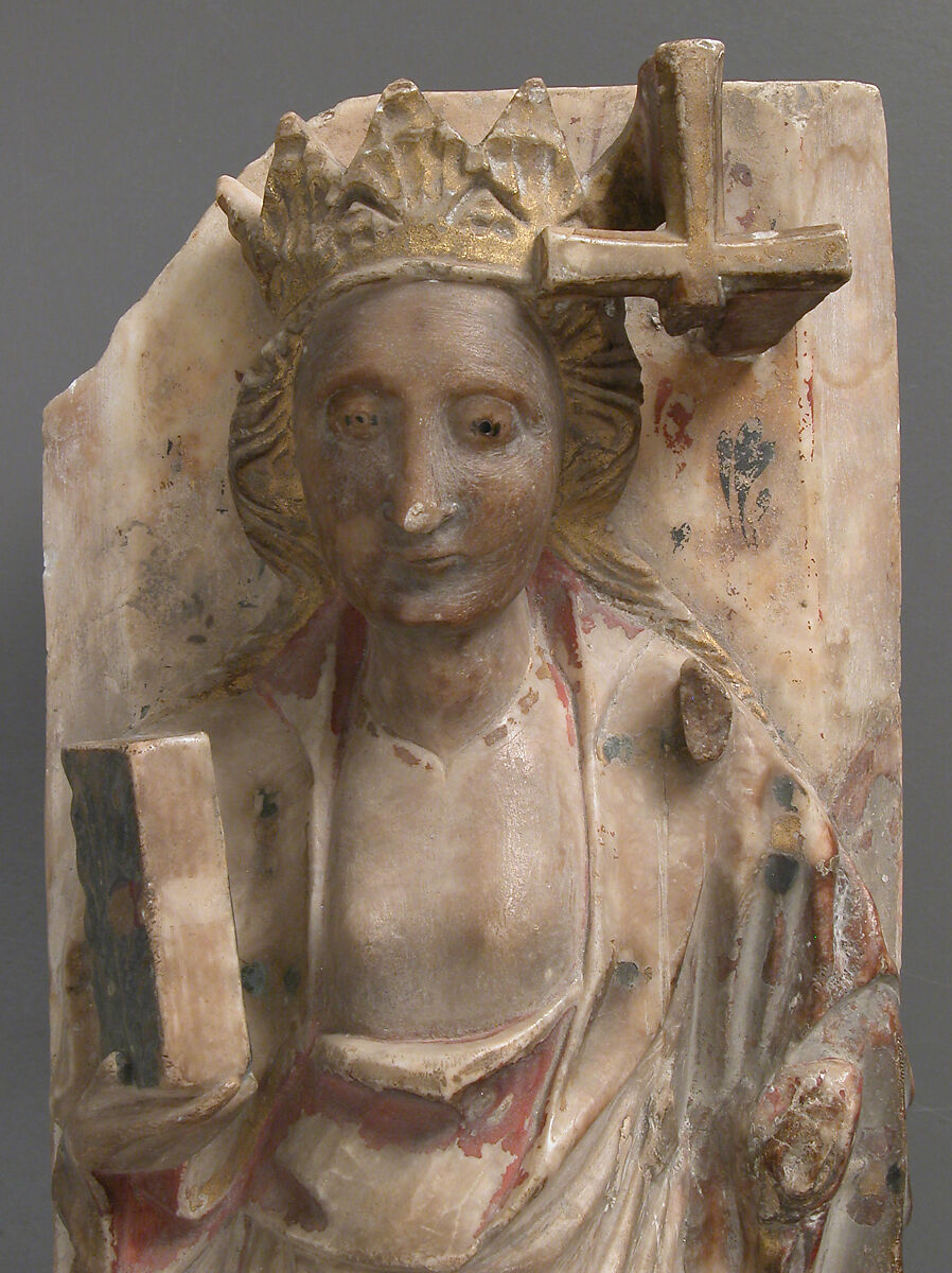 Saint Margaret of Antioch, British School, Alabaster with paint and gilding, British