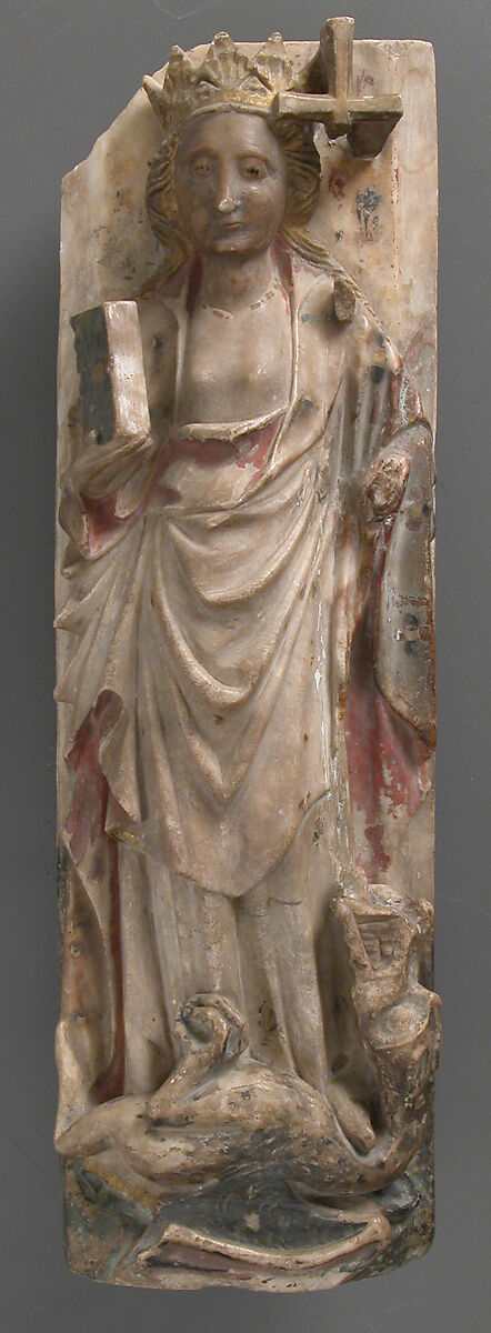 Saint Margaret of Antioch, British School, Alabaster with paint and gilding, British