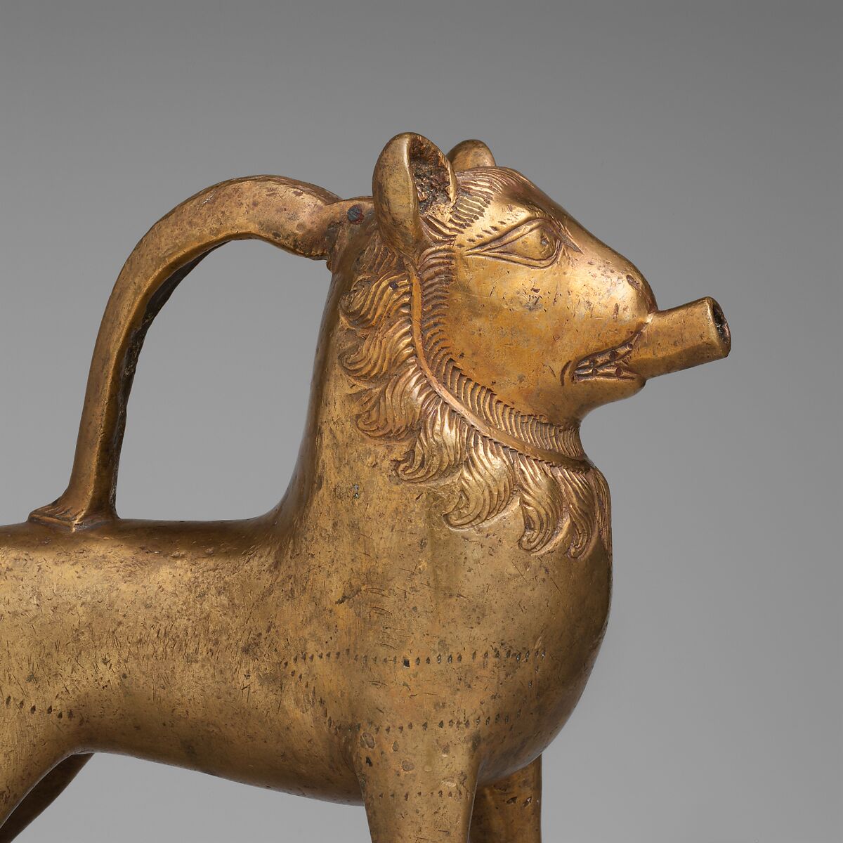 Aquamanile in the Form of a Lion, Copper alloy, German