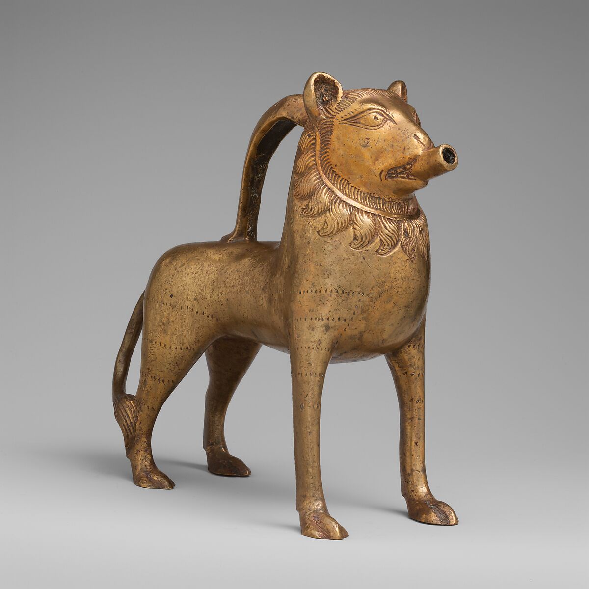 Aquamanile in the Form of a Lion, Copper alloy, German 