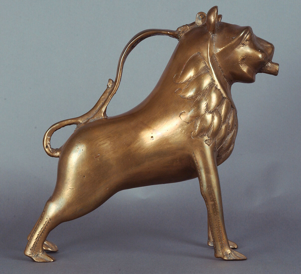 Aquamanile in the Form of a Lion, Copper alloy, German