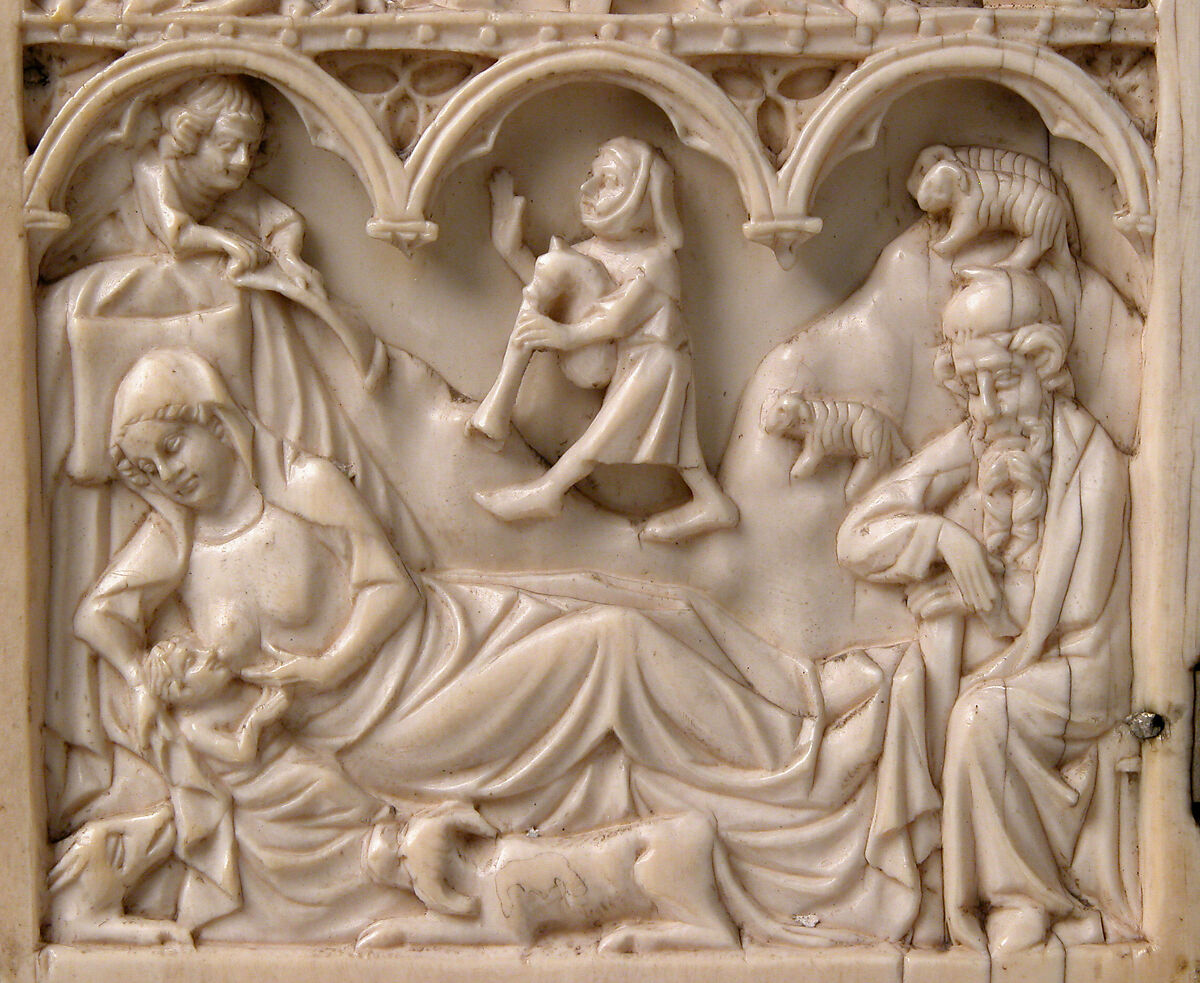 Diptych, Elephant ivory with metal mounts, French