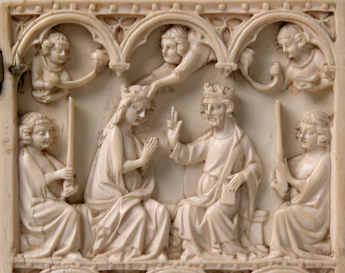 Diptych, Elephant ivory with metal mounts, French