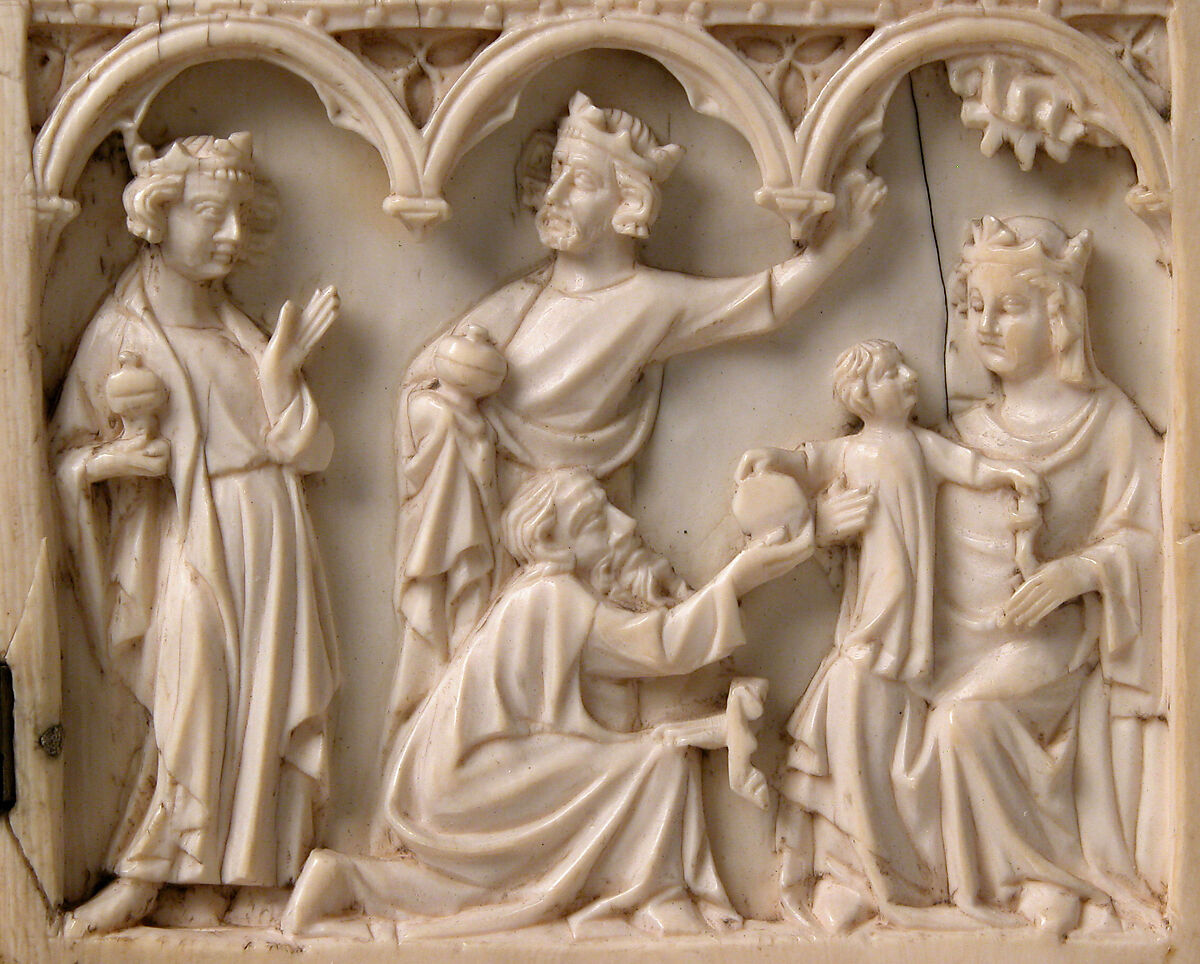 Diptych, Elephant ivory with metal mounts, French