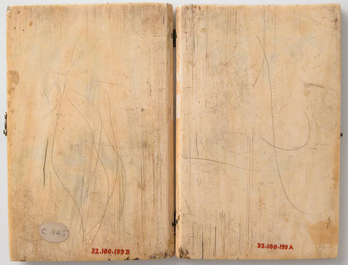 Diptych, Elephant ivory with metal mounts, French