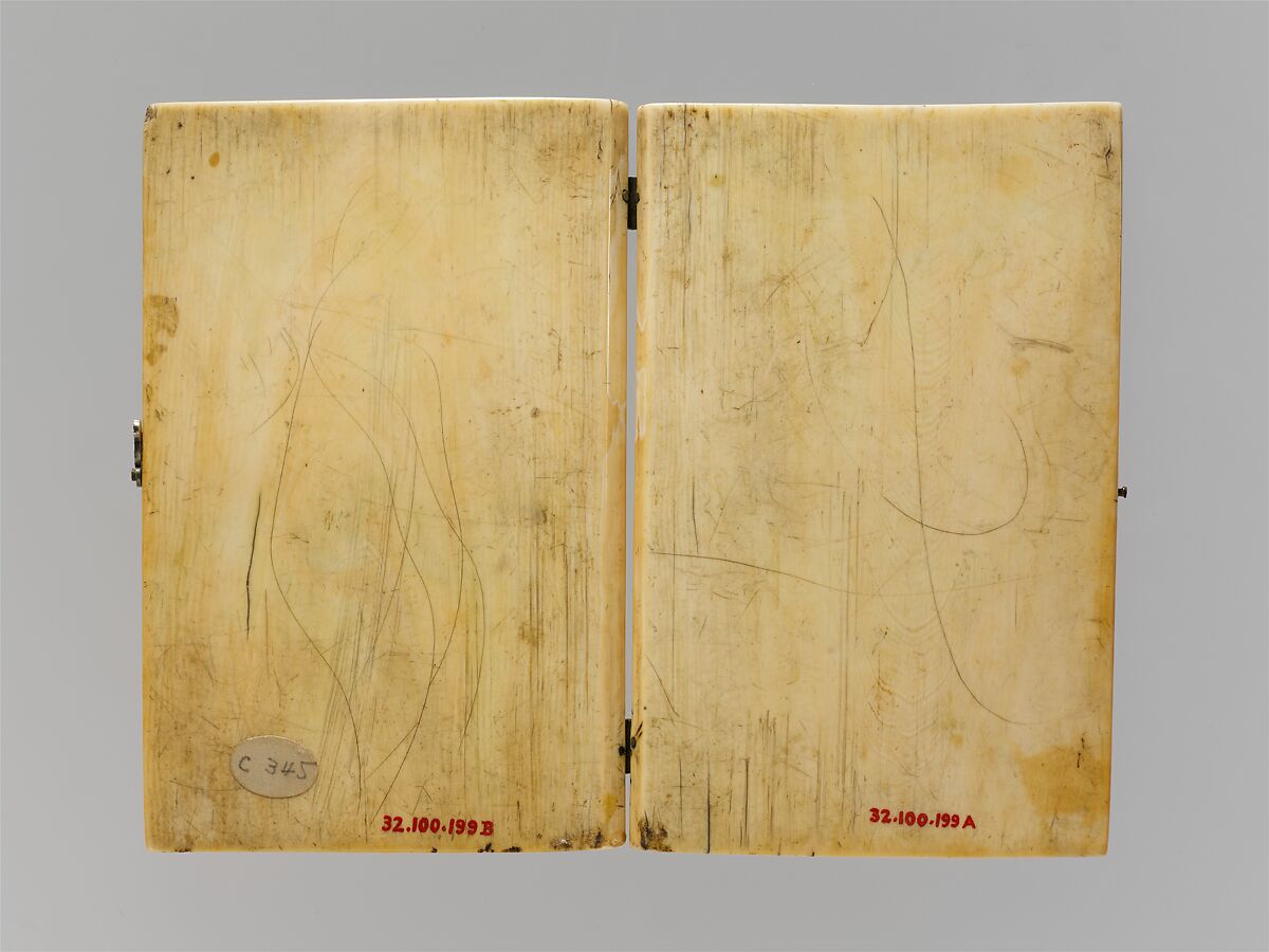 Diptych, Elephant ivory with metal mounts, French