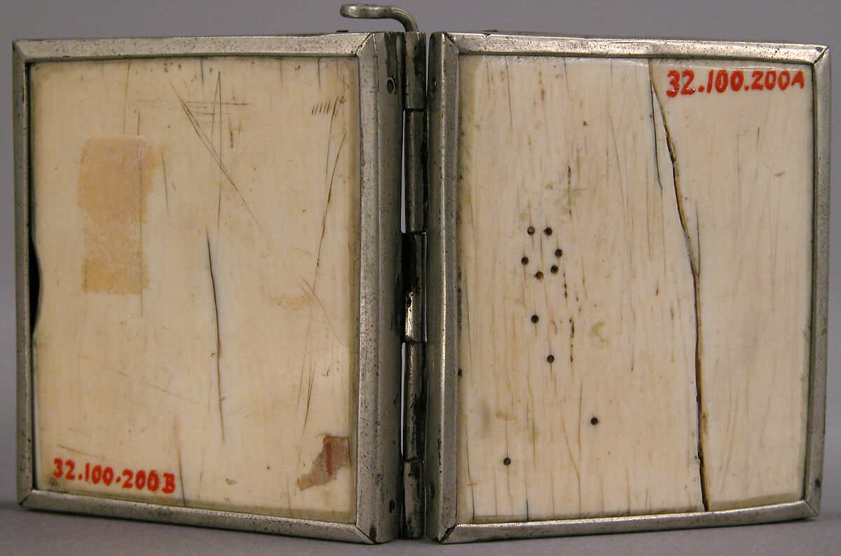 Diptych with Adoration of the Magi and Crucifixion, Elephant ivory, silver mount, French