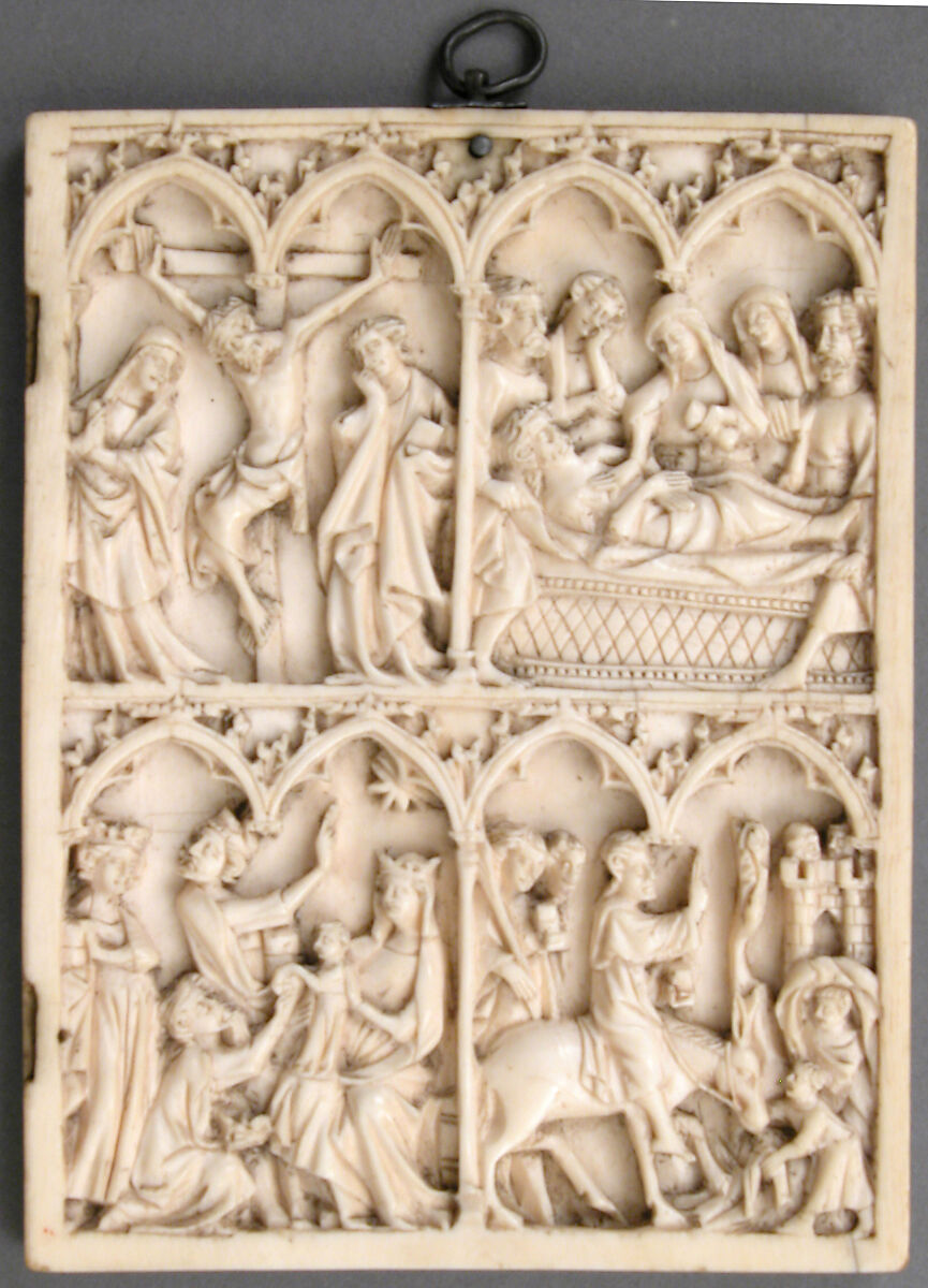 Right Wing of a Diptych, Ivory with metal mounts, French 