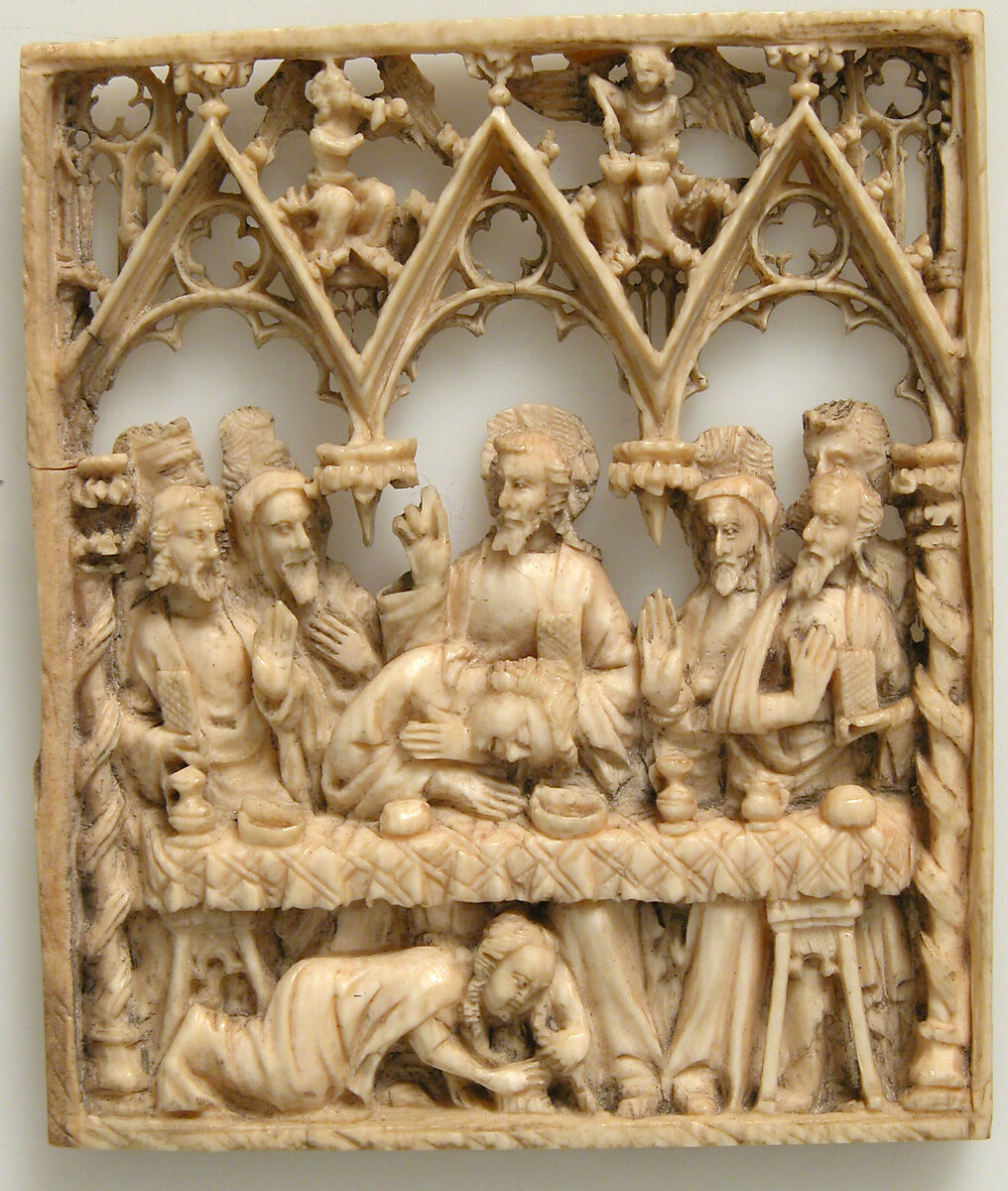 Plaque with the Last Supper, Elephant ivory, British or French (?) 