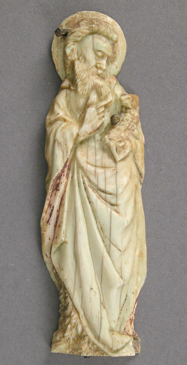 Plaque with Saint John the Baptist, Ivory, traces of paint & gilding, French 