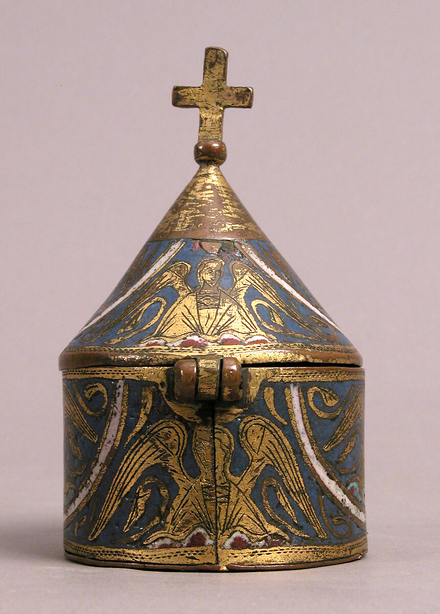 Pyx, Champlevé enamel, copper-gilt, French