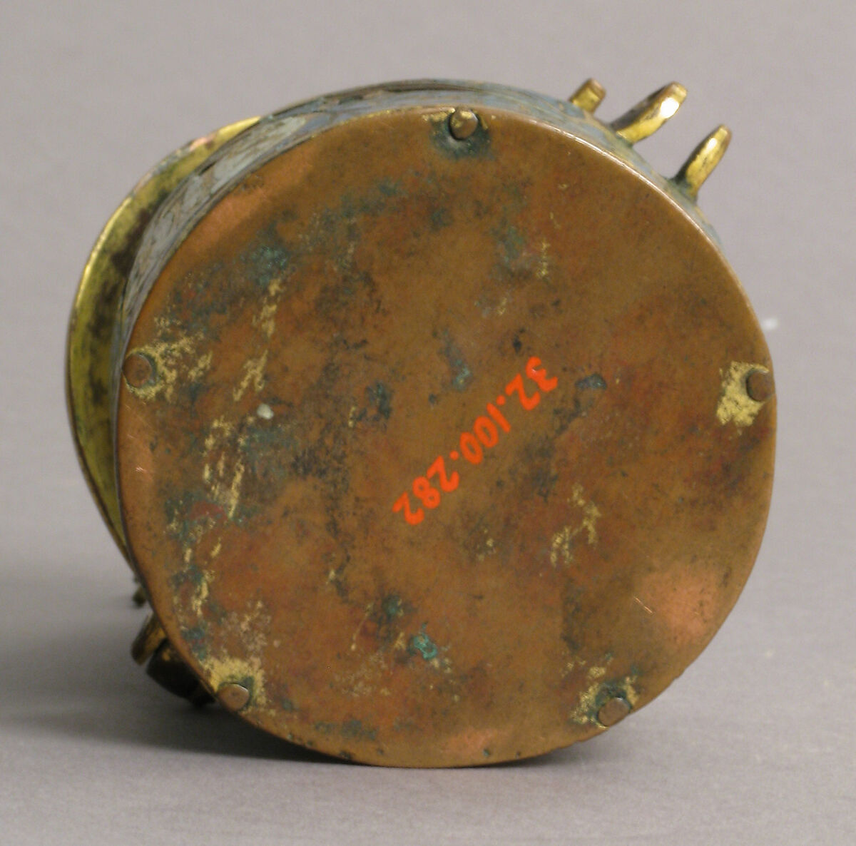 Pyx, Copper: engraved, gilt; champlevé enamel, French