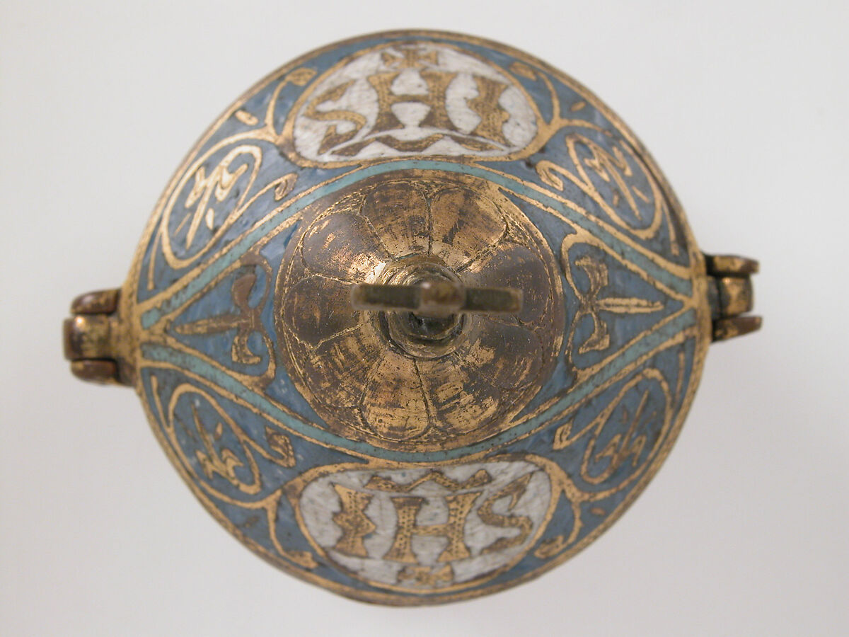 Pyx, Copper: engraved, gilt; champlevé enamel, French