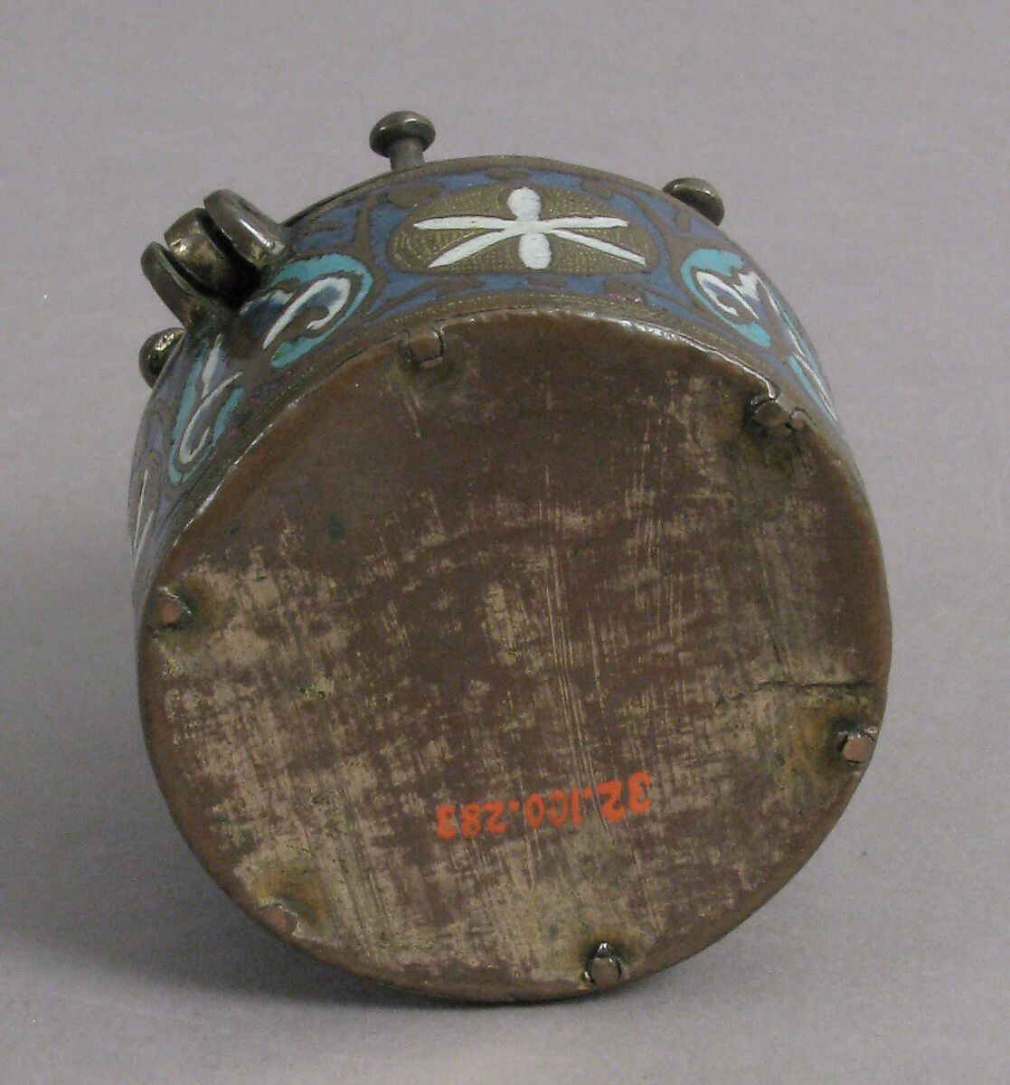 Pyx, Champlevé enamel, copper-gilt, Spanish