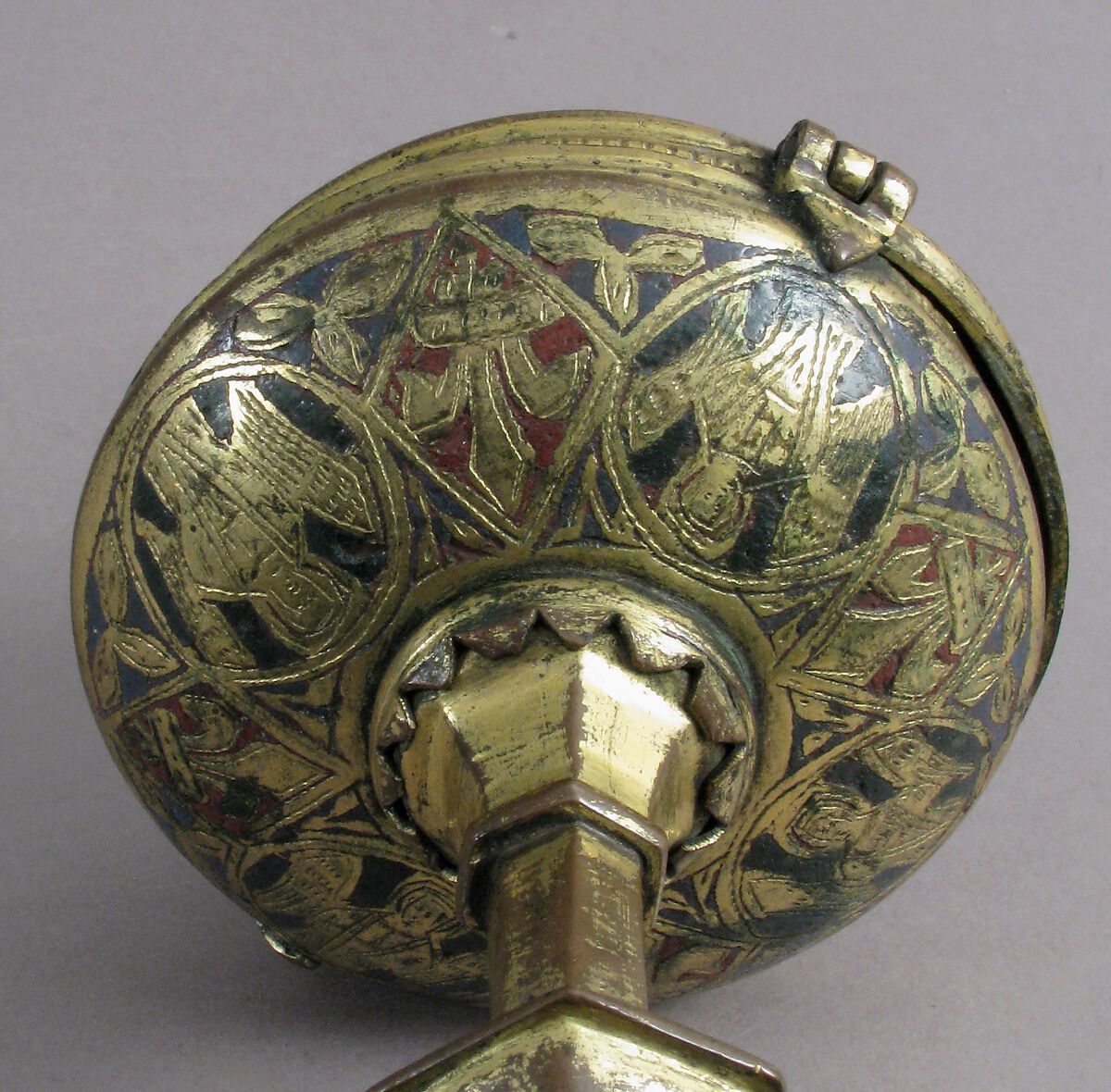 Ciborium, Champlevé enamel, copper-gilt, Spanish