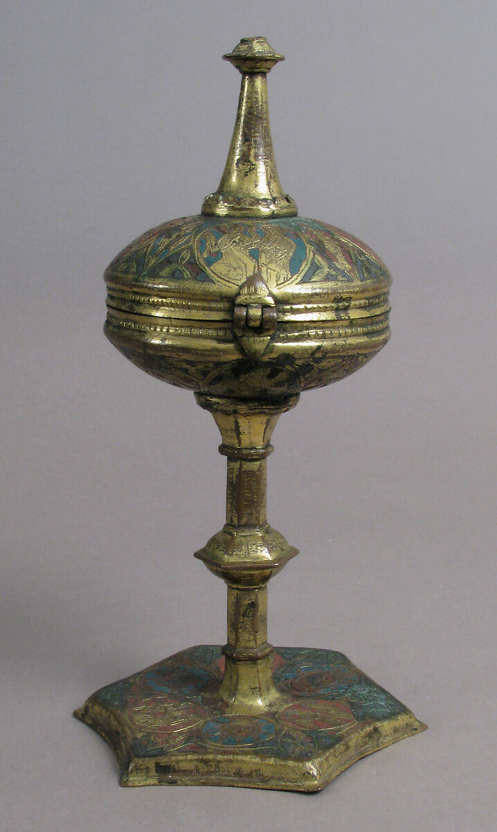Ciborium, Champlevé enamel, copper-gilt, Spanish