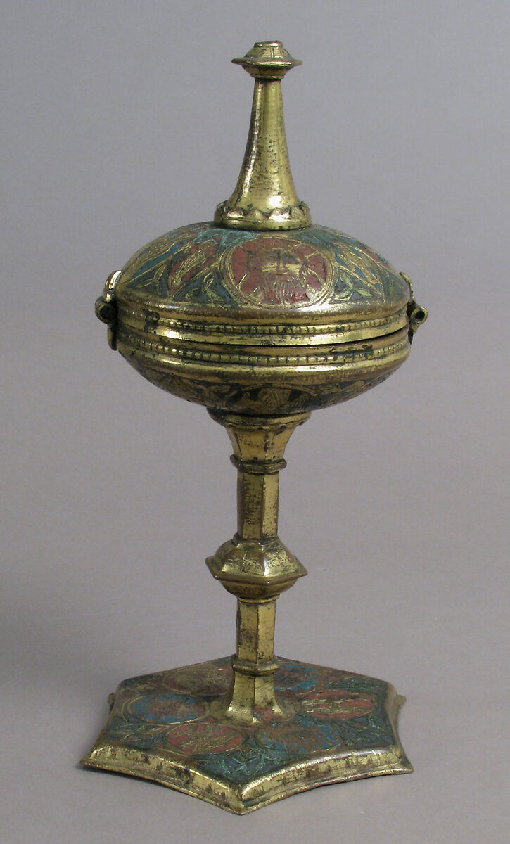 Ciborium, Champlevé enamel, copper-gilt, Spanish