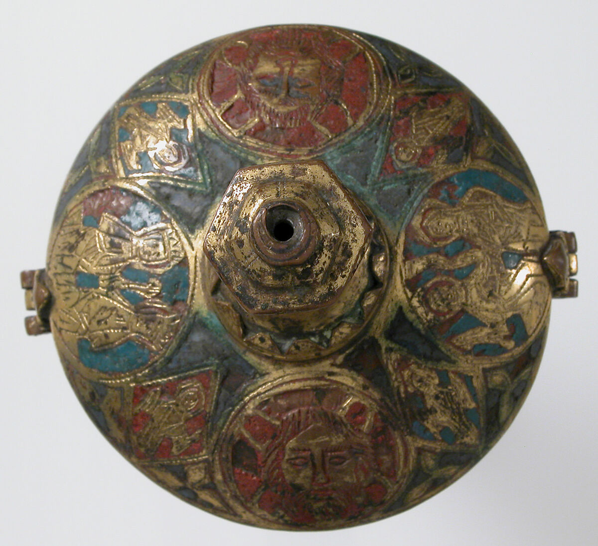 Ciborium, Champlevé enamel, copper-gilt, Spanish