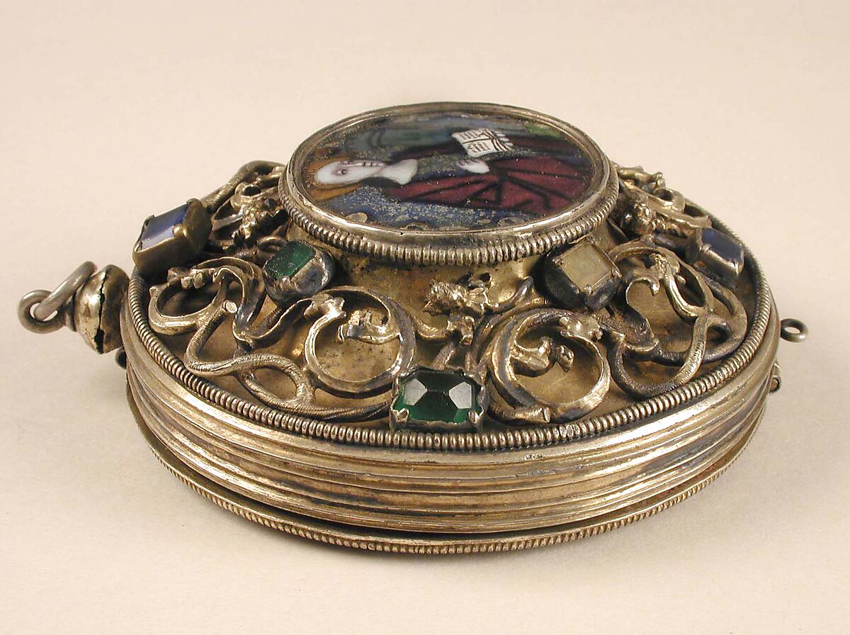 Reliquary, Painted enamel, gilded silver, and glass, French (?)