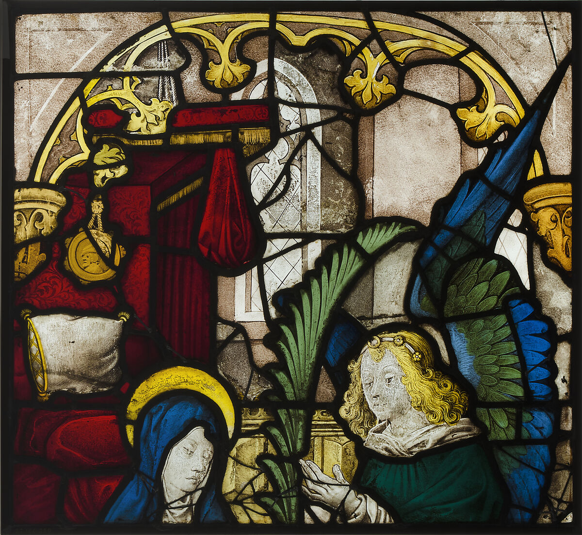Annunciation of the Death of of the Virgin, Master of the Life of Saint John the Baptist (French, active early 16th century), Pot-metal glass and vitreous paint, French 