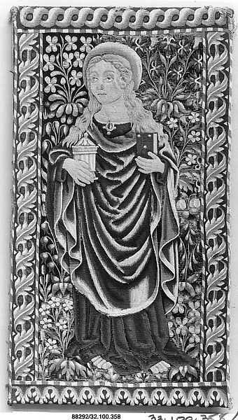 Saint Mary Magdalene or Saint Barbara with Book and Jar of Ointment, Wool, German 