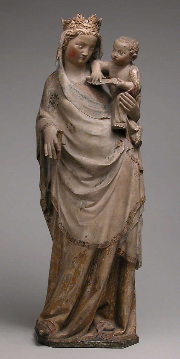 Virgin and Child, Paris limestone, polychromed, gilded, French 