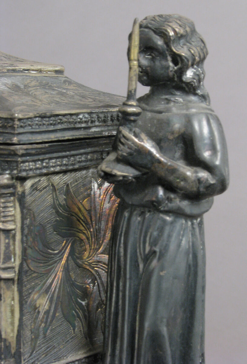 Reliquary, Gilded silver and basse taille enamel, Italian