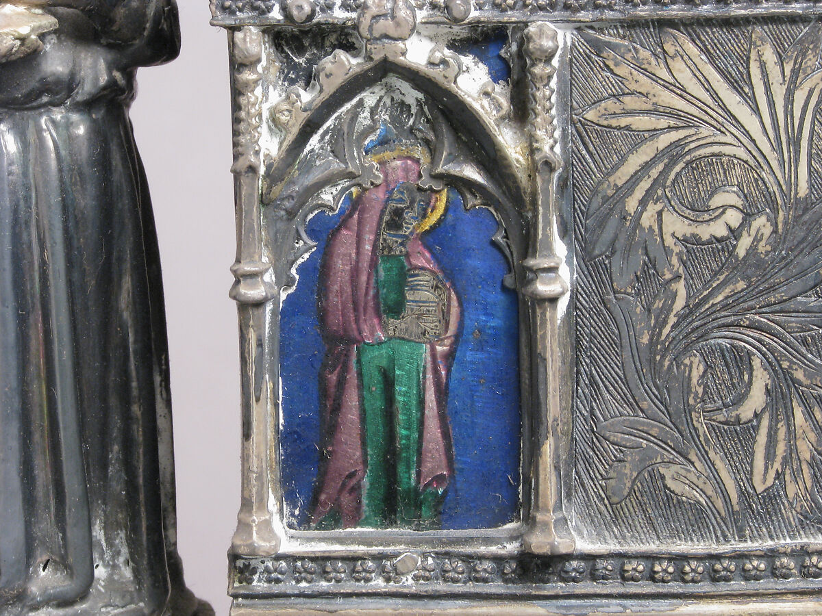 Reliquary, Gilded silver and basse taille enamel, Italian