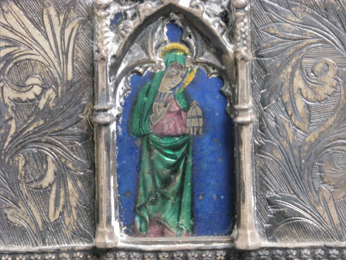 Reliquary, Gilded silver and basse taille enamel, Italian