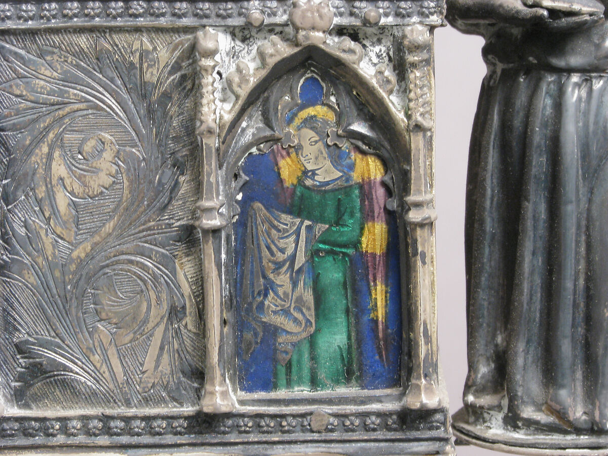 Reliquary, Gilded silver and basse taille enamel, Italian