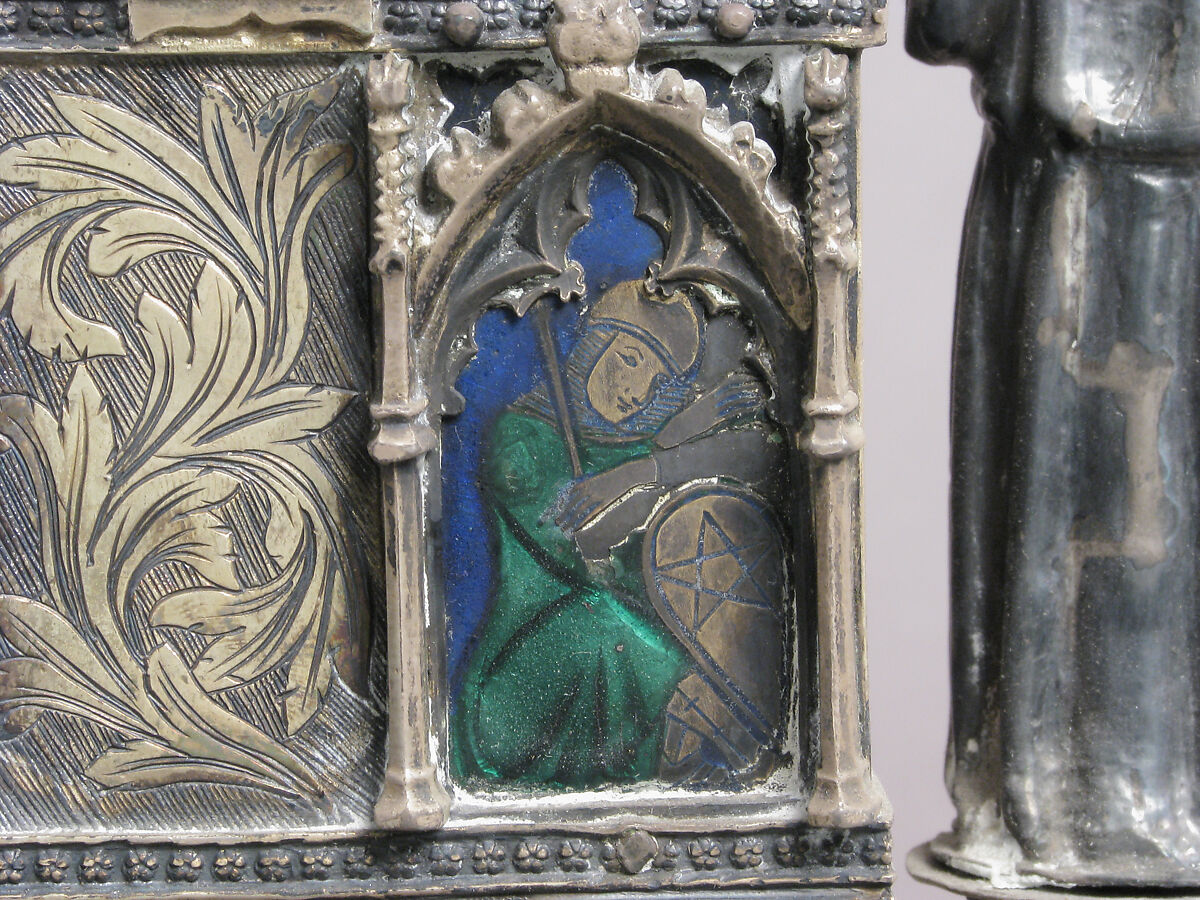 Reliquary, Gilded silver and basse taille enamel, Italian
