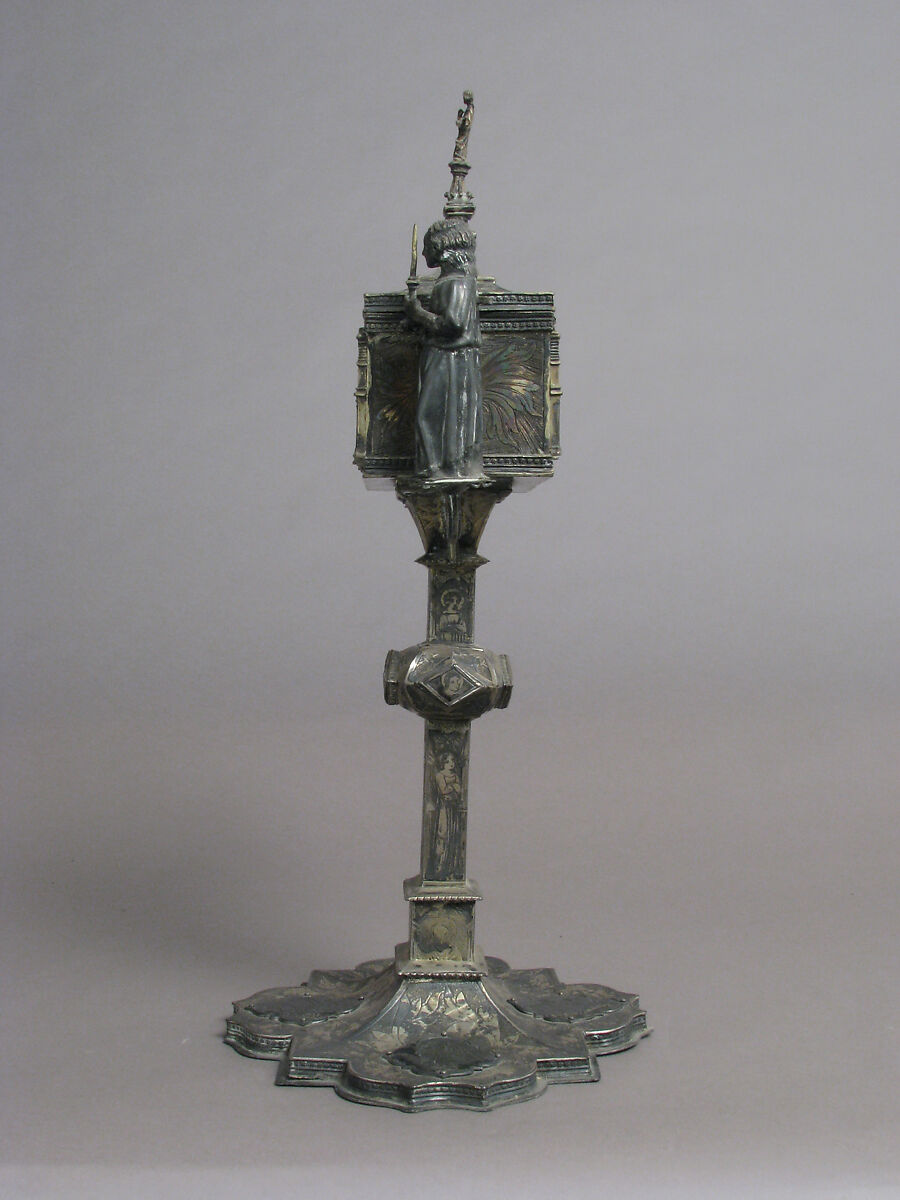 Reliquary, Gilded silver and basse taille enamel, Italian