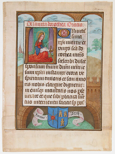 Manuscript Leaf wtih Saint Dorothy, from a Book of Hours