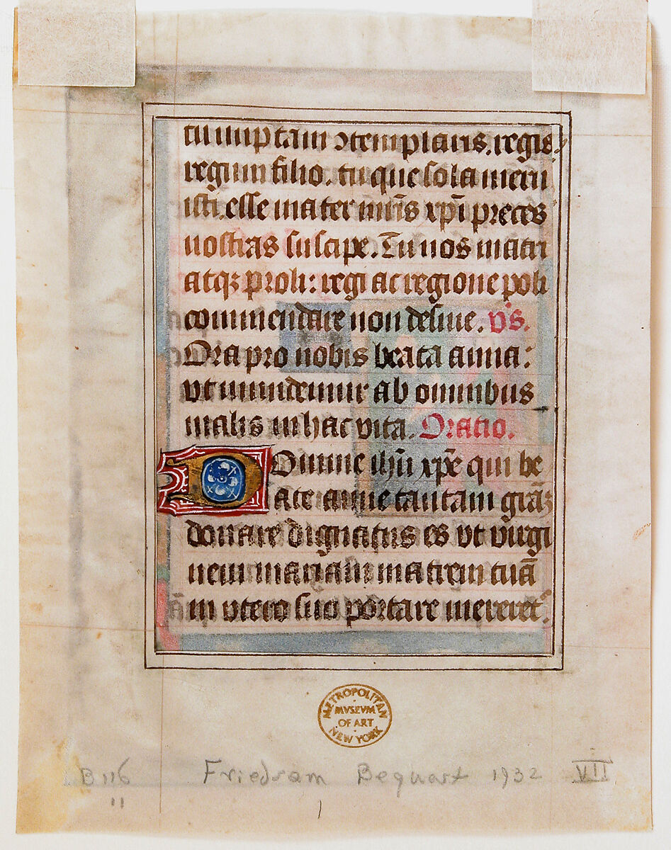 Manuscript Leaf from a Book of Hours, Tempera, ink, and shell gold on parchment, Netherlandish