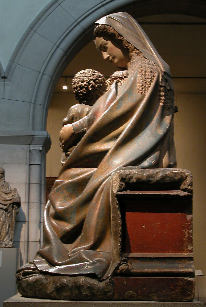 Virgin and Child, Attributed to Claus de Werve (Netherlandish, active in France, ca. 1380–1439, active Burgundy, 1396–ca. 1439), Limestone with paint and gilding, French